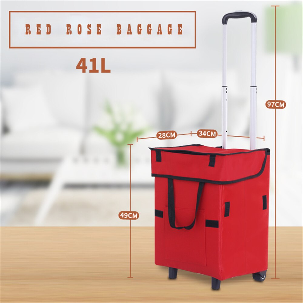 B-LIFE Shopping Cart Super Loading Grocery Foldable Cart with Extra Large Shopping Bag Laundry Utility Cart Bonus Adjustable: Brown