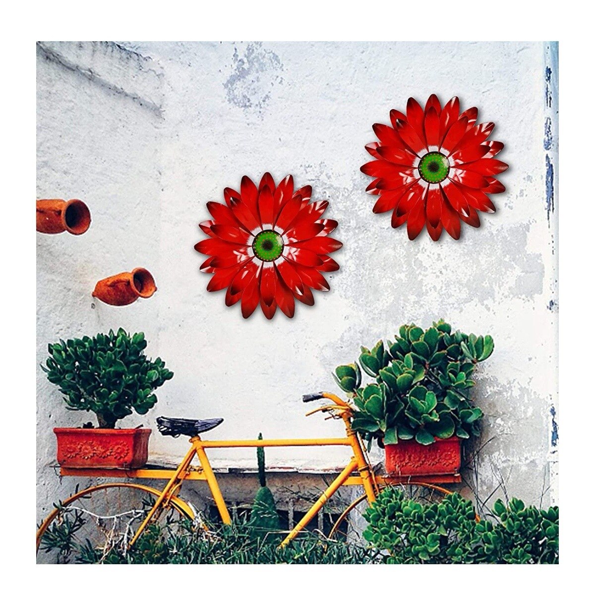 Scultura di fiori in metallo parete arte giardino decorazione picchetti per esterni cortile colorato interno in ferro battuto decorazioni floreali per feste 2022