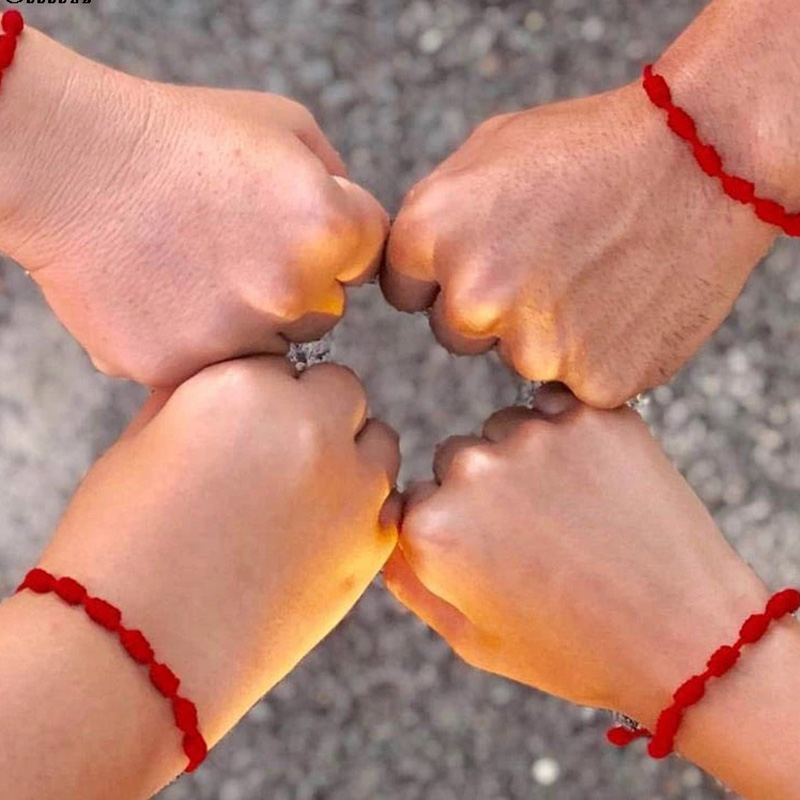 Pulseras de cuerda de 7 nudos hechas a mano, pulseras de cuerda roja con abalorios de mal de ojo, pulsera de Amistad tejida ajustable apilable