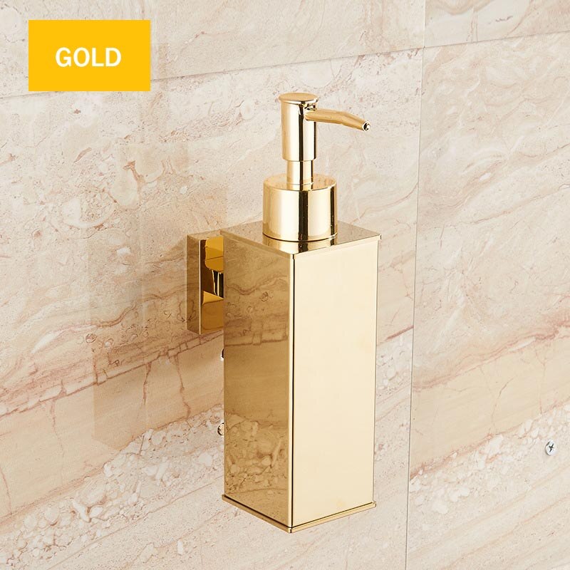 Soap Dispenser Stainless Steel Hand Liquid Soap Dispenser Squeeze Wall Mounted Soap Dispenser Hotel Bathroom Square: Golden