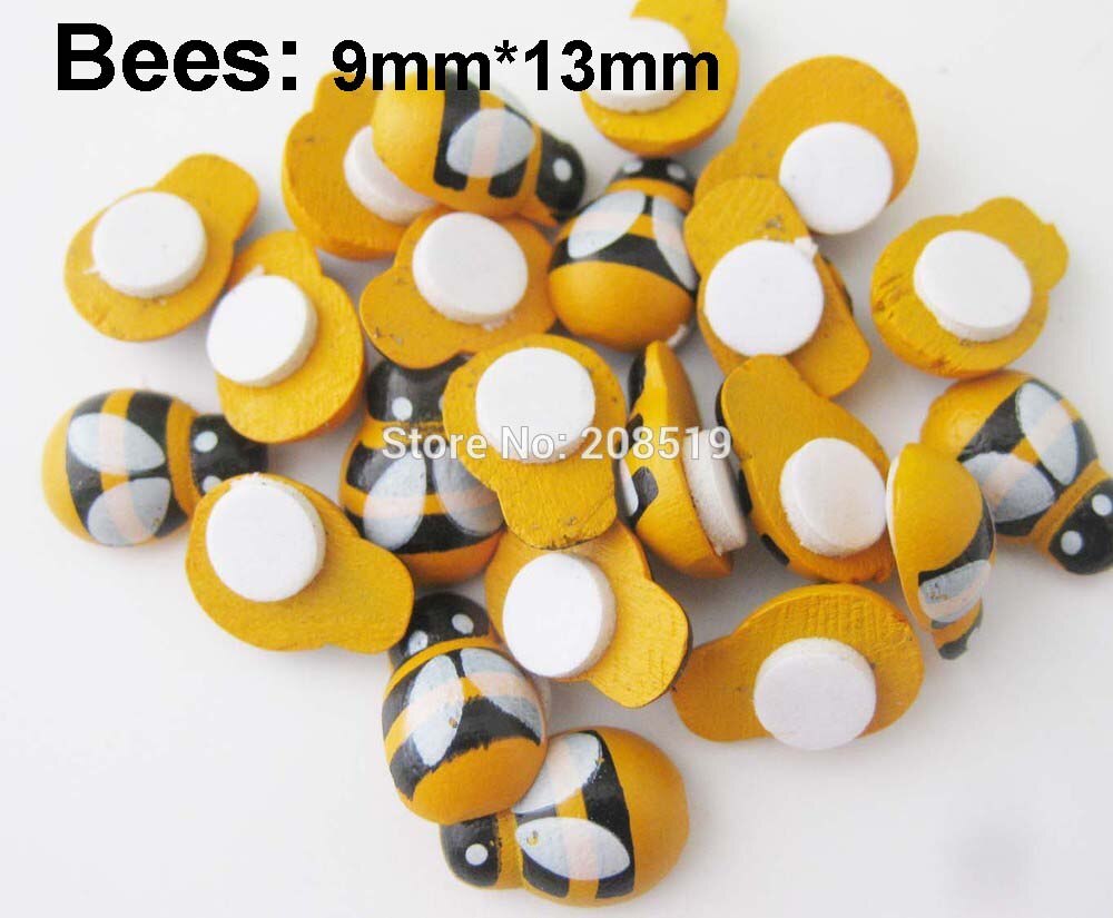 WBNAEG DIY glued flatback ladybug wood embellishment 150pcs multisizes handmade craft supplies: bees 9 by 13