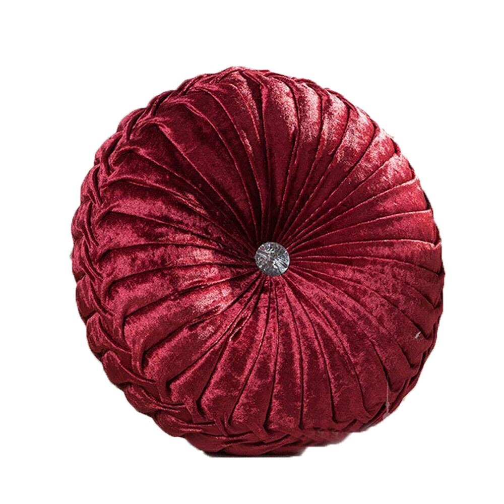 Europese Stijl Fluwelen Geplooide Pompoen Kussen Ronde Decoratieve Sofa Sierkussen Kussen Sofa Decor Thuis Textiel: Rood