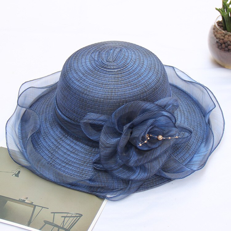 Chapeaux Vintage à fleurs de mariée, accessoires de mariage élégants, chapeaux en Organza pour femmes, Occasion formelle: 004