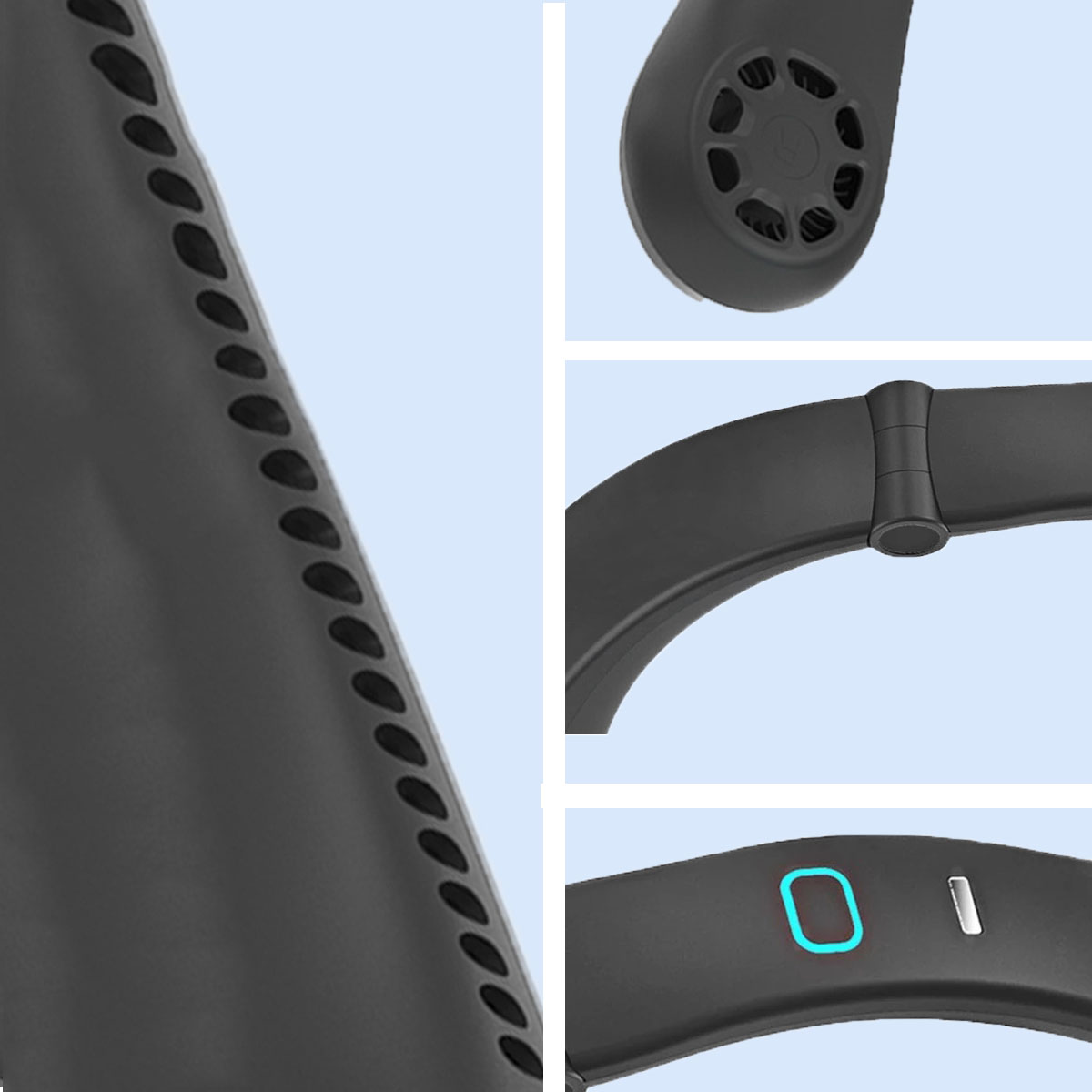 Portable Hanging Neck Fan with Bluetooth Speaker 3 Speeds USB Charging Neck Fan Wearable Music Sound Fan Super Quiet Working