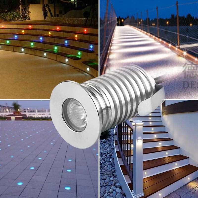 Iluminación LED de paisaje, 1W, 3W, luz de pavimento, Mini luz Led, 12V, 24V, lámparas enterrada para suelo, terraza, escaleras