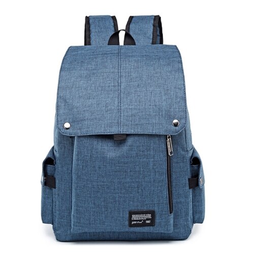 Zenbefe enkel linned rygsæk mænd skoletaske laptop rygsæk rejse rygsæk afslappet stachels rygsæk mochila tasker: Blå