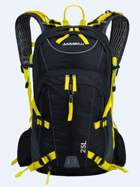 Ao ar livre equitação mochila casual montanha escalada caminhadas mochila maratona mochila: Black Yellow