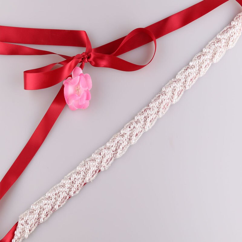 Yjwsxf Bruids Riem Vrouwen Riem Trouwjurk Riem Parel Riem Diner Jurk Riem Bruiloft Accessoires: wine red