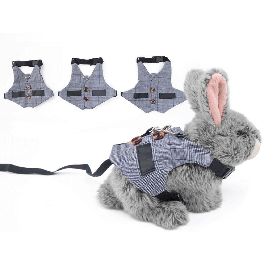 Lille kæledyr kanin plaid dragt sele tøj vest brystbånd snor trækkraft reb