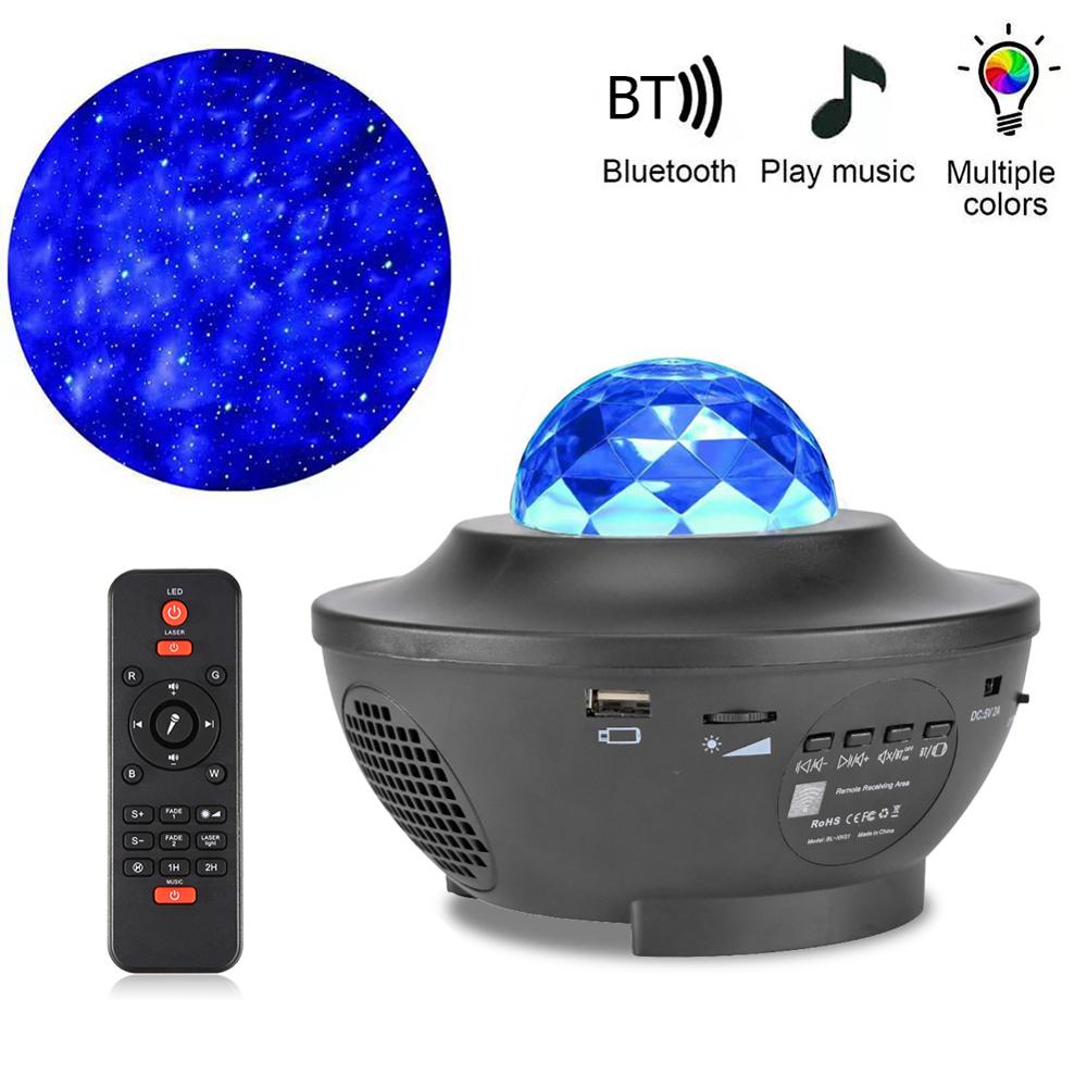 Kleurrijke Projector Sterrenhemel Night Blueteeth Usb Voice Control Muziekspeler Kid 'S Nachtlampje Romantische Galaxy Projector Lamp