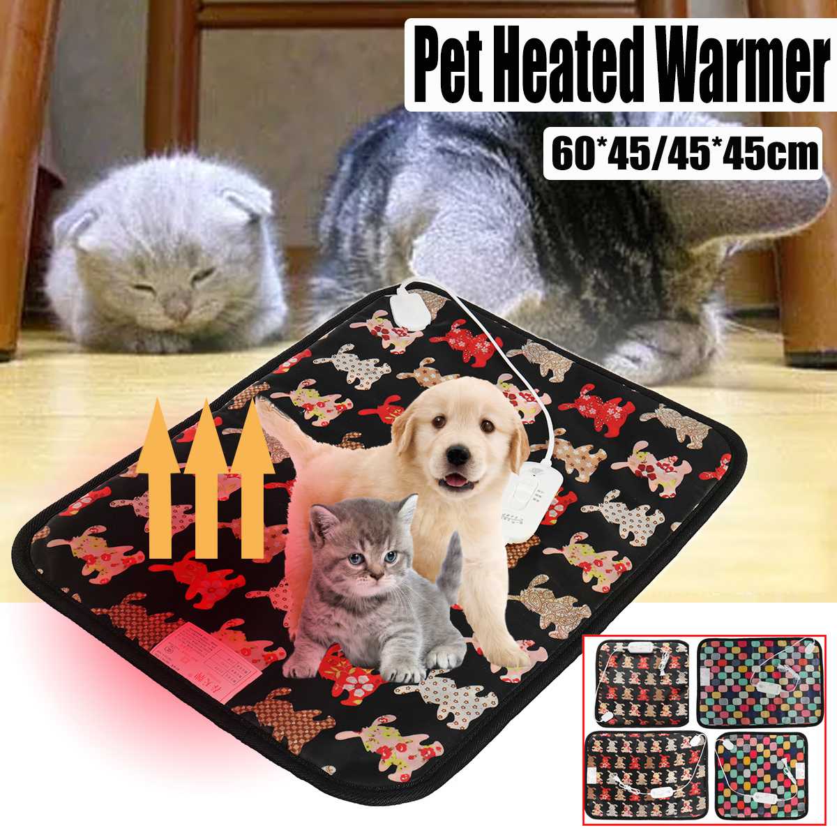 3-Mode Dog Cat Electric Heating Pad Temperature Adjustable Pet Bed Blanket Puppy Kitten Bunny Heater Mat for Pets Dogs