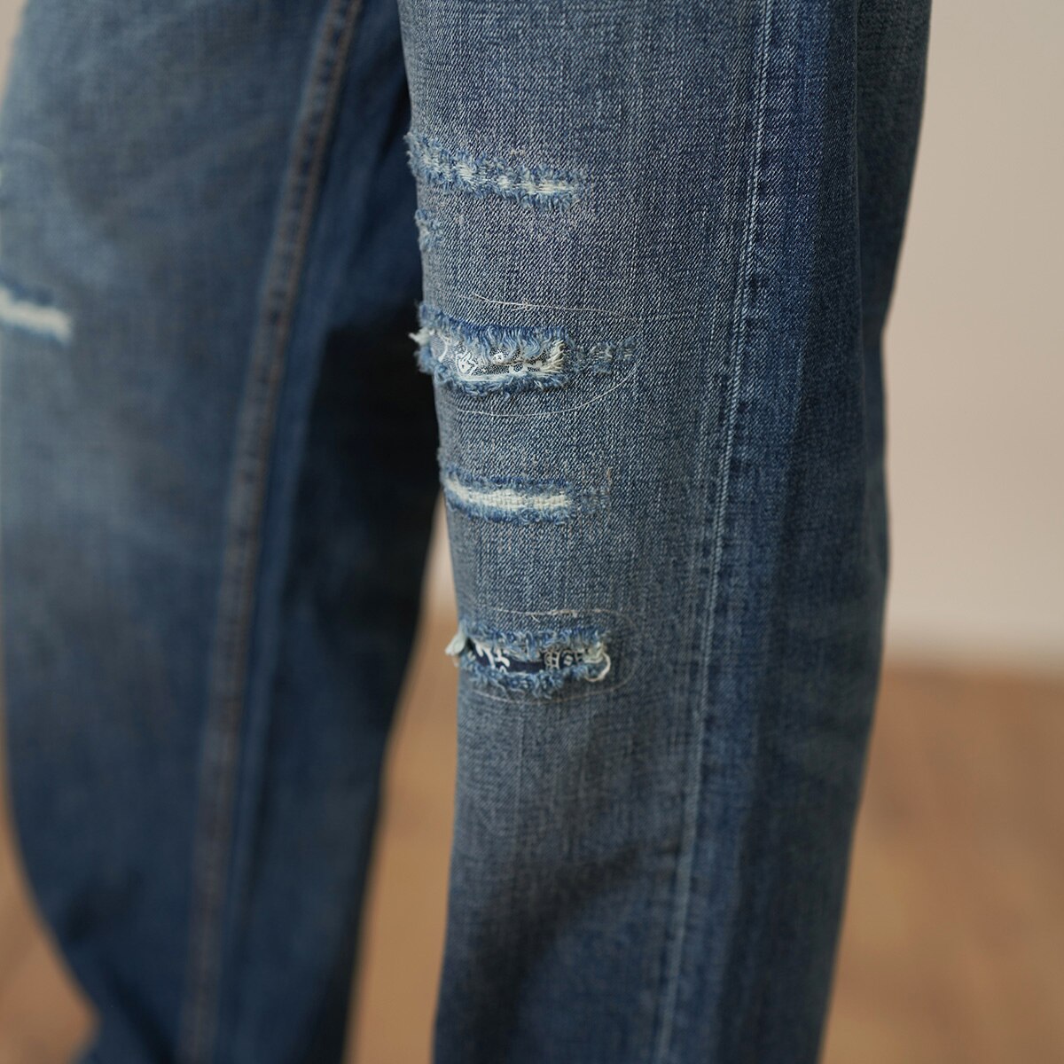 SIMWOOD 2022 Spring Summer Loose Straight Jeans Men Ripped Hole Streetwear Ankle-length Plus Size Denim Trousers