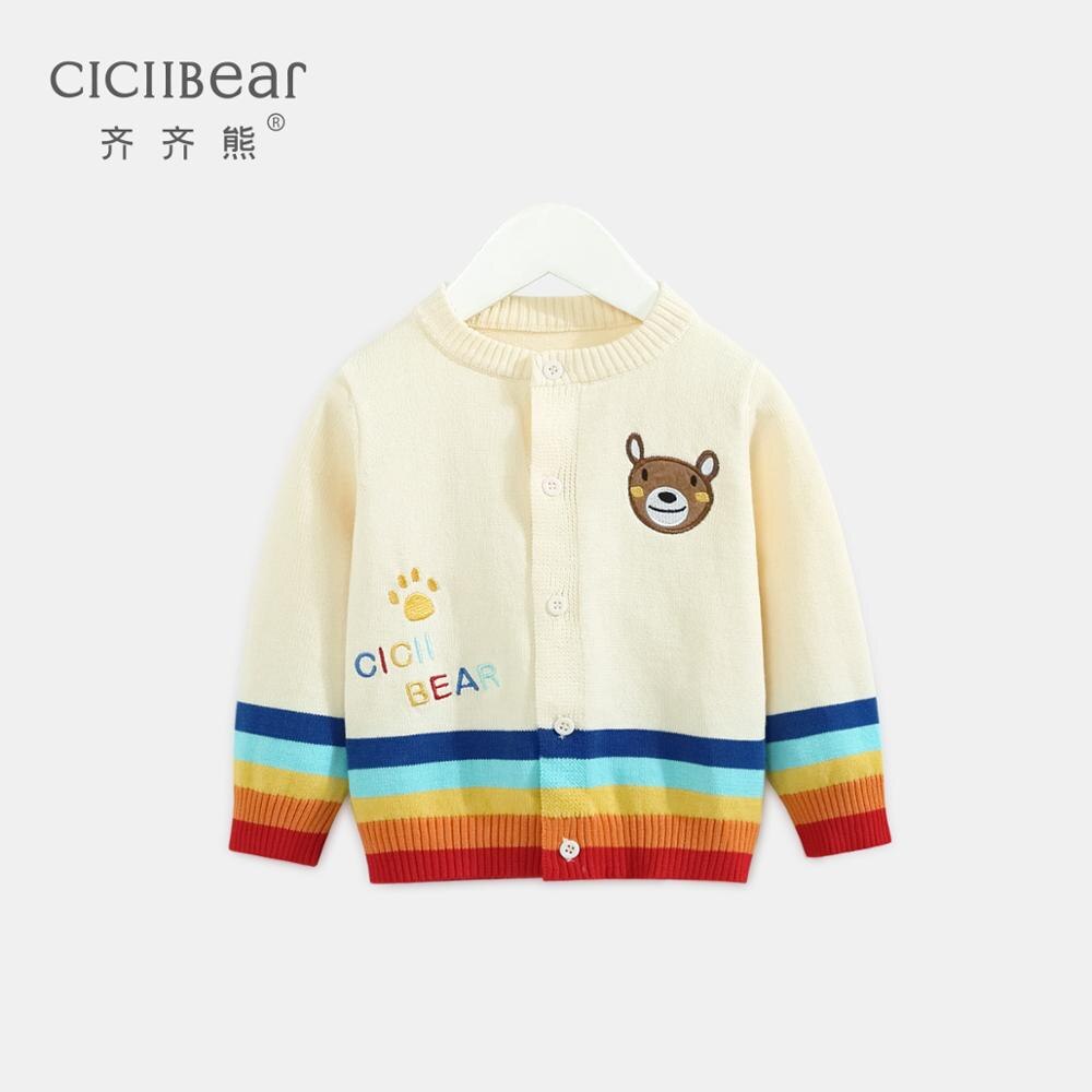 Ciciibear forår efterår bomuldstrøje top baby børnetøj drenge piger strik cardigan sweater børn forårstøj