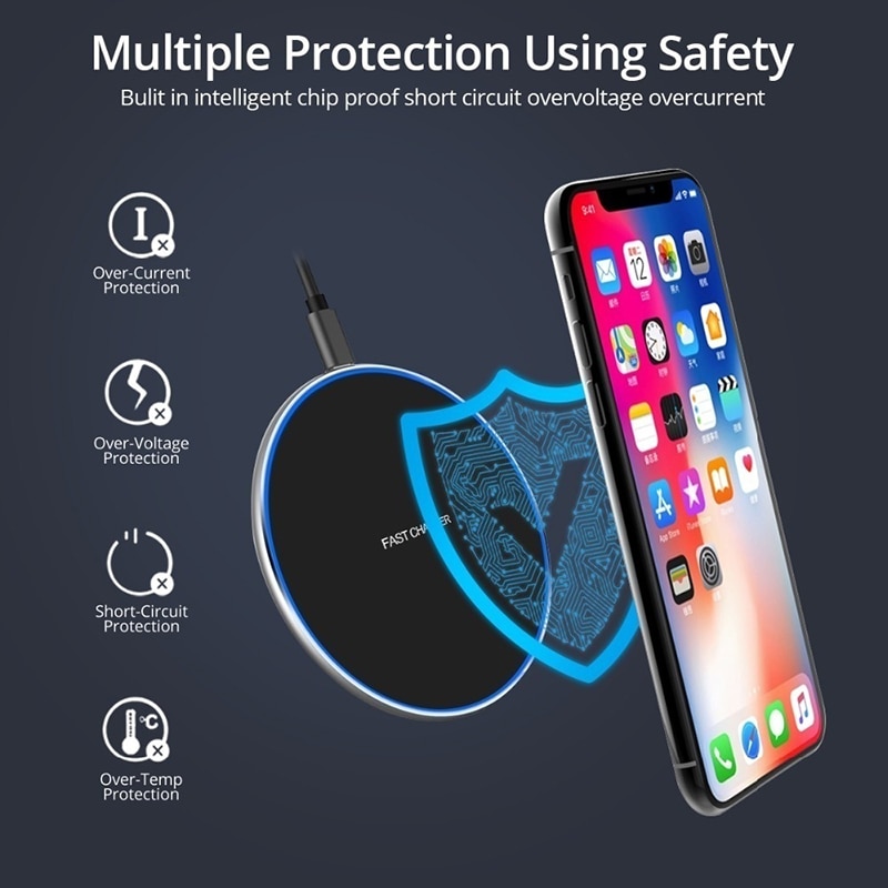 Qi Wireless Charger Pad For iPhone 11 Pro XS MAX XR X 10W Fast Charge Wireless Charging For Samsung S20 Note 20 Ultra S10 Plus