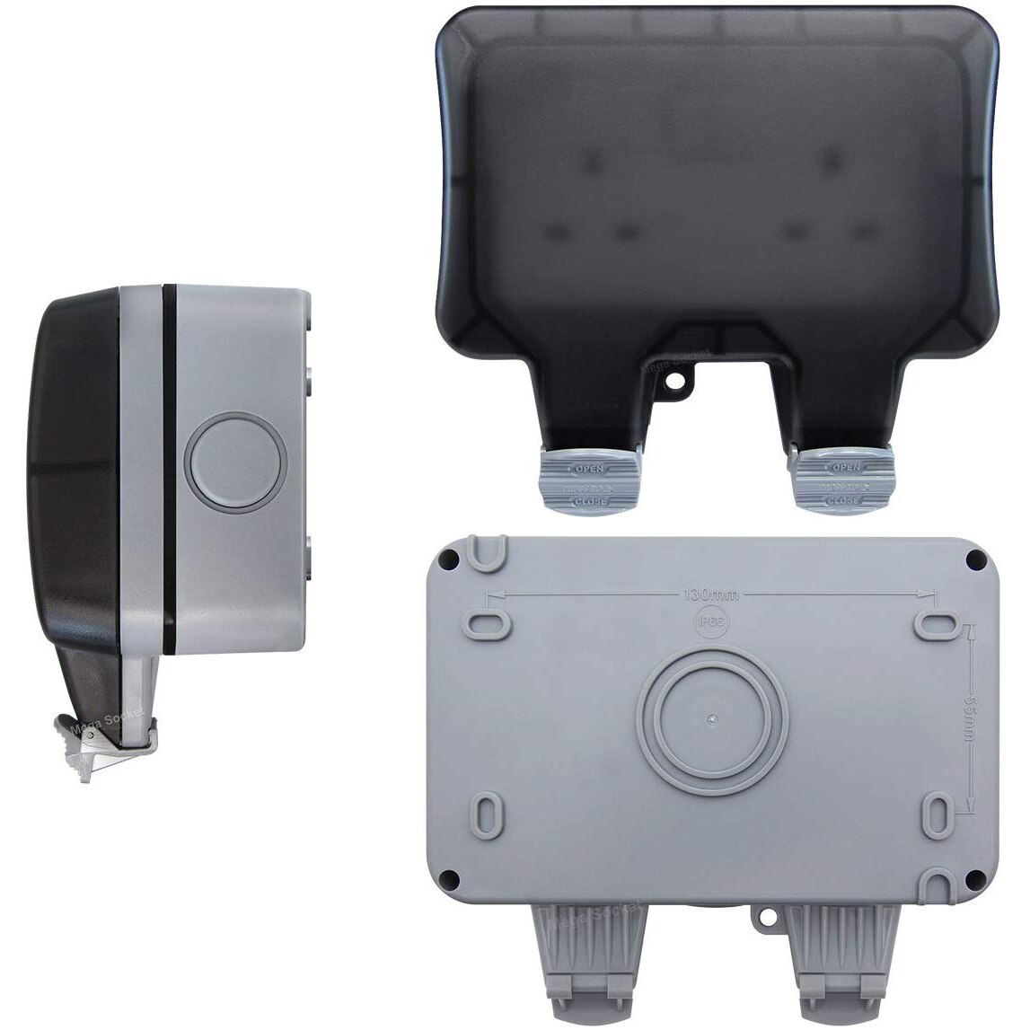 Electrical Wall Socket Waterproof Outdoor 13Amp Storm Switched 2 Gang UK IP66 Outside Use Masterplug Double Outlets