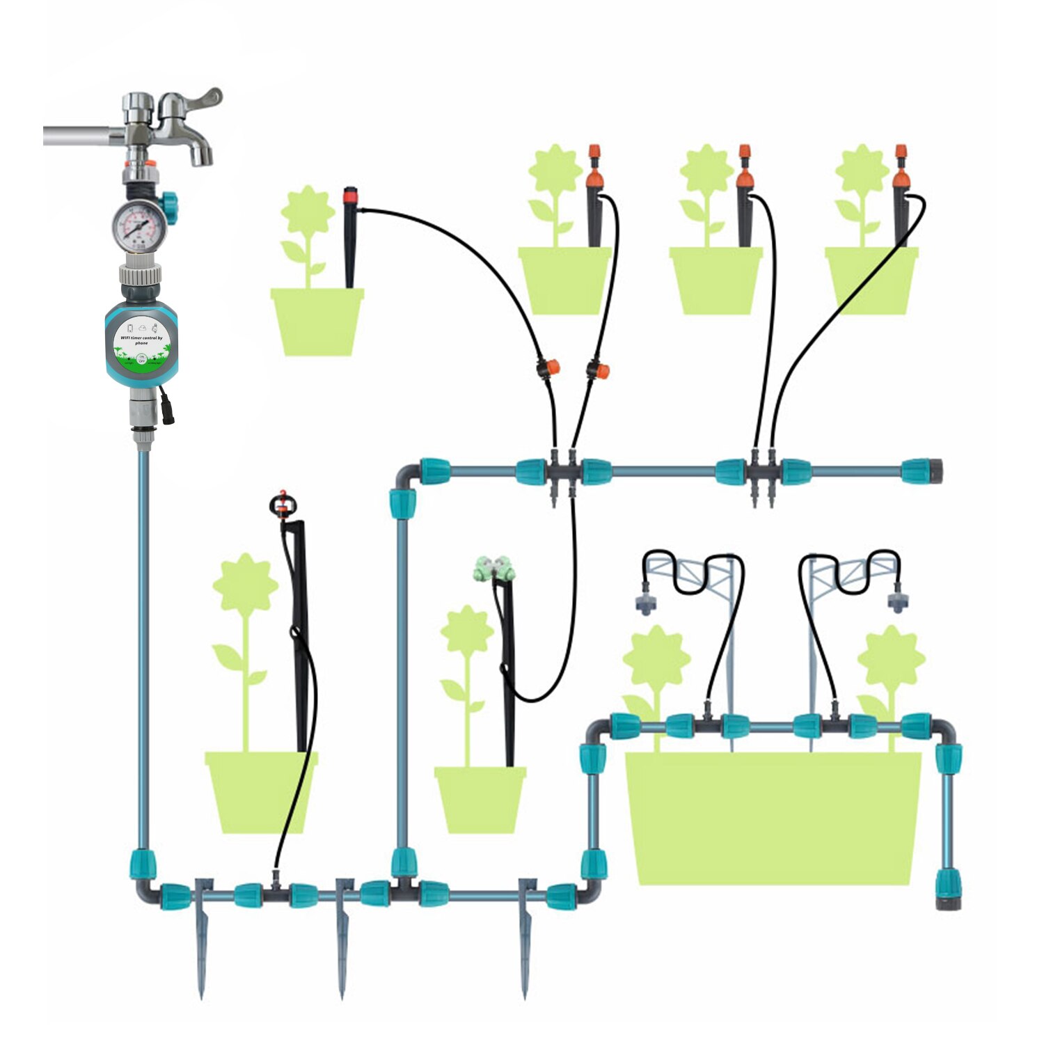 WiFi Irrigation Water Timer Controller Mobile Phone Remote Access Electronic Programmable Automatic Watering Timer