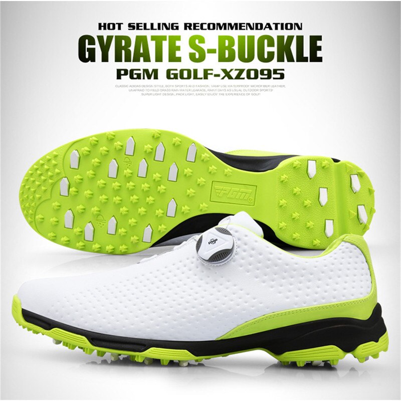 Authentic PGM Golf Shoes Men Sports Shoes Knobs Buckle Breathable Shoes Waterproof Anti-slip Mens Training Sneakers XZ095