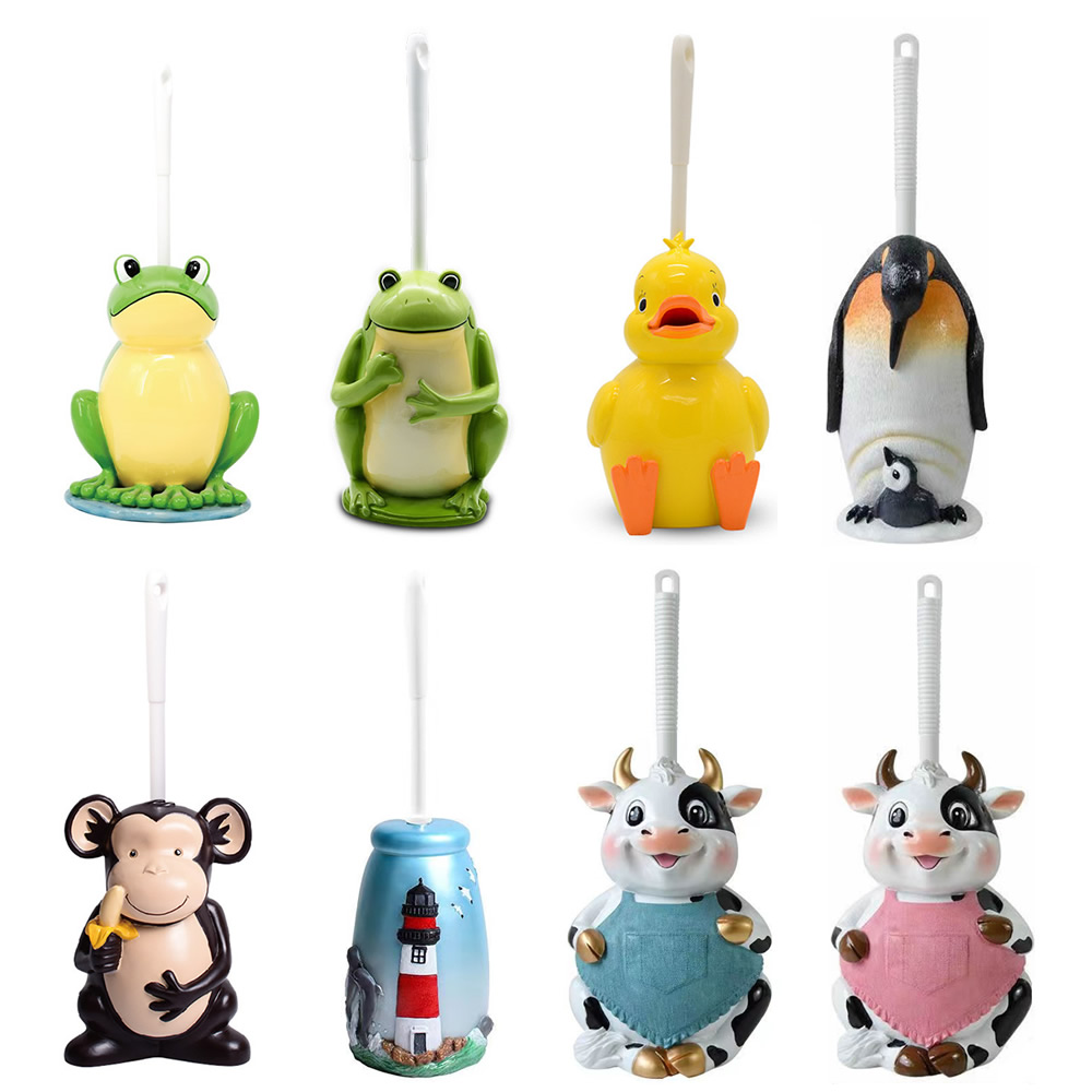 Kreative Karikatur Sitzen Frosch Wc Pinsel Halfter einstellen Harz Basis Heimat Hotel Schlecht Reinigung Werkzeug Dekoration Statue