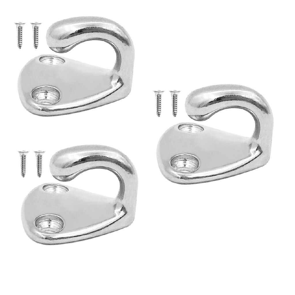 3pcs Marine Grade Stainless Steel Boat Hook Coat and Hat Hook Wall Mount