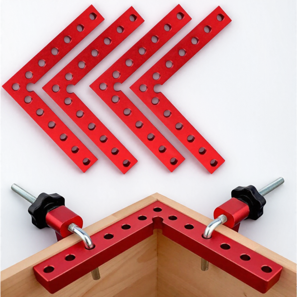 6 st höghållfasta träbearbetningsklämmor i aluminiumlegering, 90 graders rätvinkel, gör-det-själv-träskarvning, hemprojekt