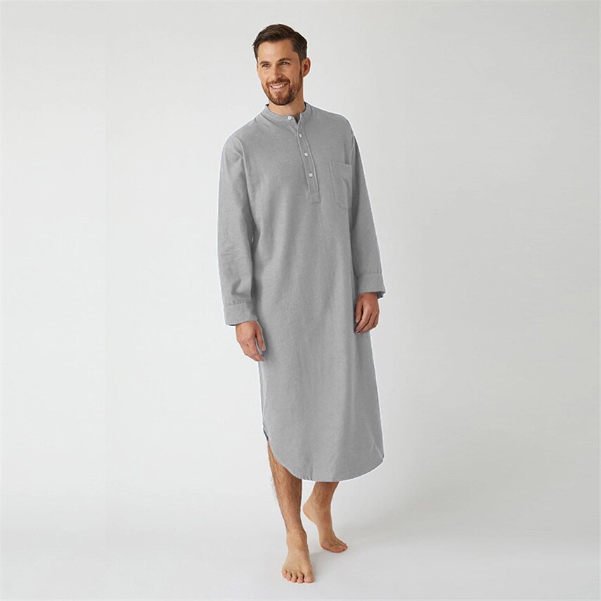Mannen Moslim Lange Robe Islamitische Kleding Effen Karftan Jubba Thobe Dubai Saudi Arabië Thuis Gebed Dragen Nachtjapon Abaya Jurk