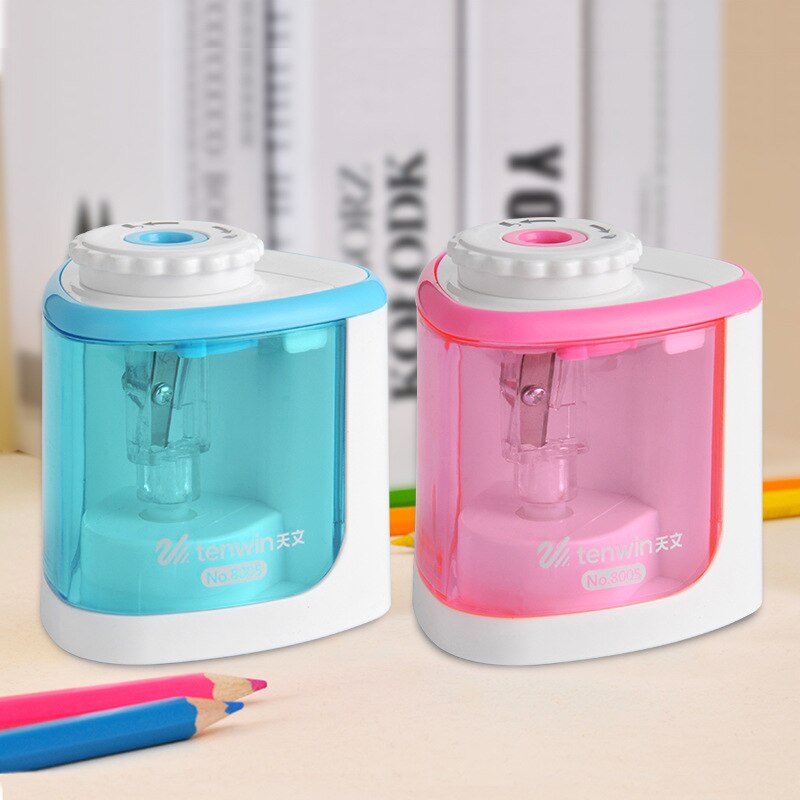 Tihoo 1 Hole Electric Pencil Sharpener Battery Operated Kids Safety Automatic Pencils Sharpeners Artist Pen Cutter Stationery