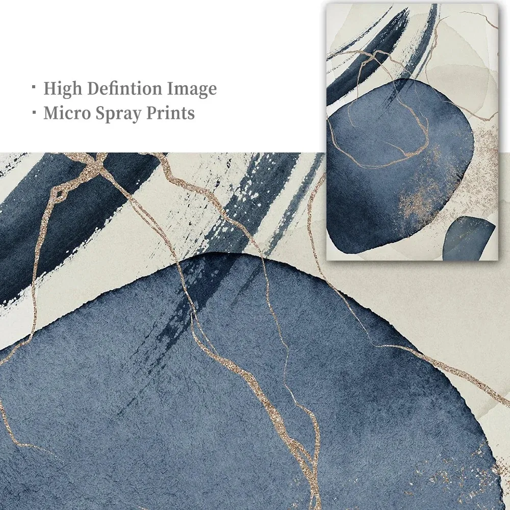 Póster geométrico de acuarela, cuadro sobre lienzo para pared abstracto azul marino nórdico, cuadro impreso moderno para oficina, decoración del hogar y habitación