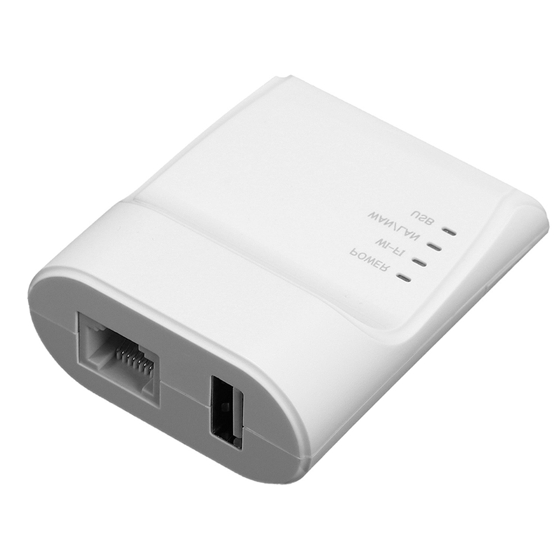 Wifi Ethernet Usb Printe Server Adapter Auto Queue Connect over Wifi&amp;100M Lan for Usb Printer Laptop Pc EU Plug