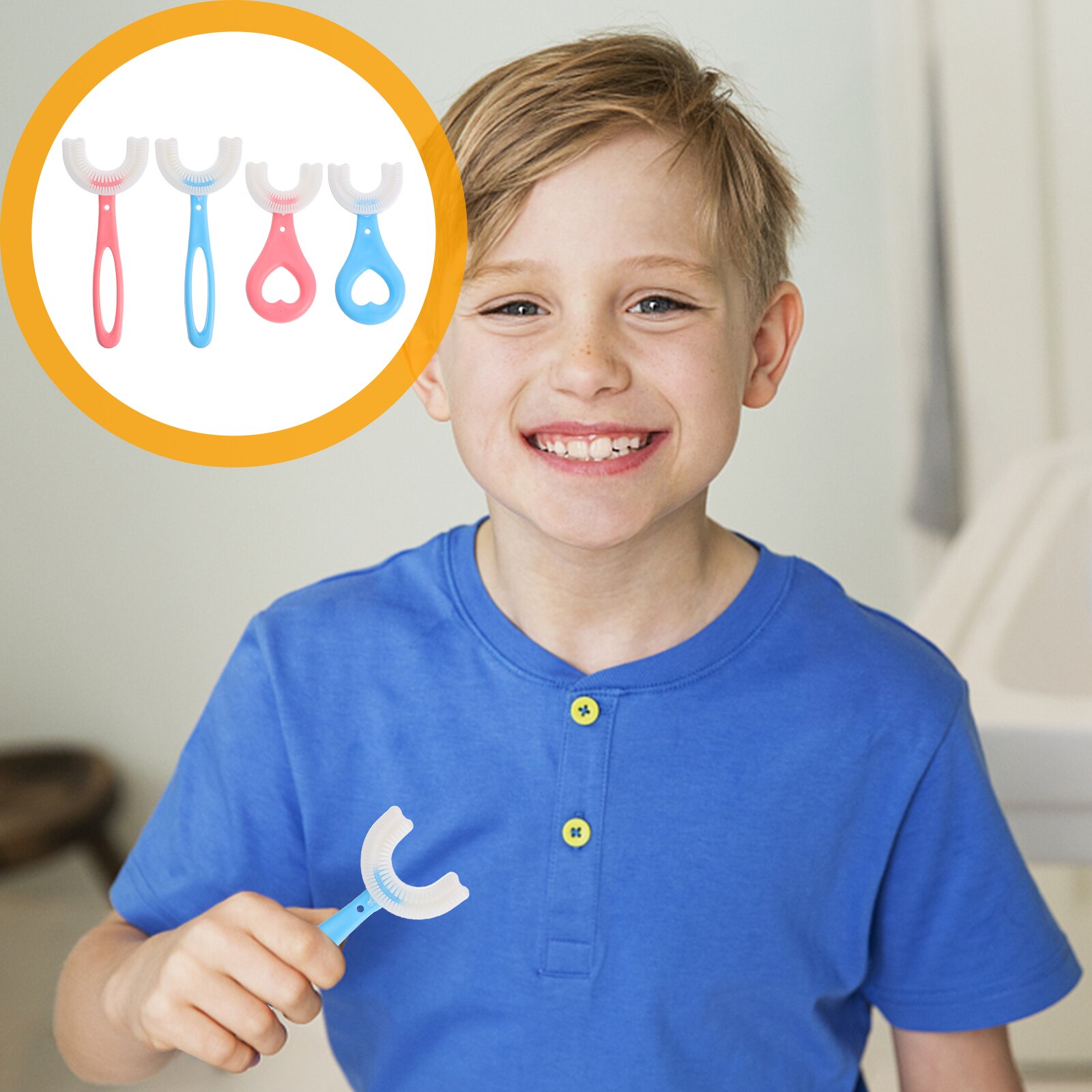 4Pcs Kinderen U-vorm Tandenborstels Handheld Tandenborstels (Assorti Kleur): Default Title