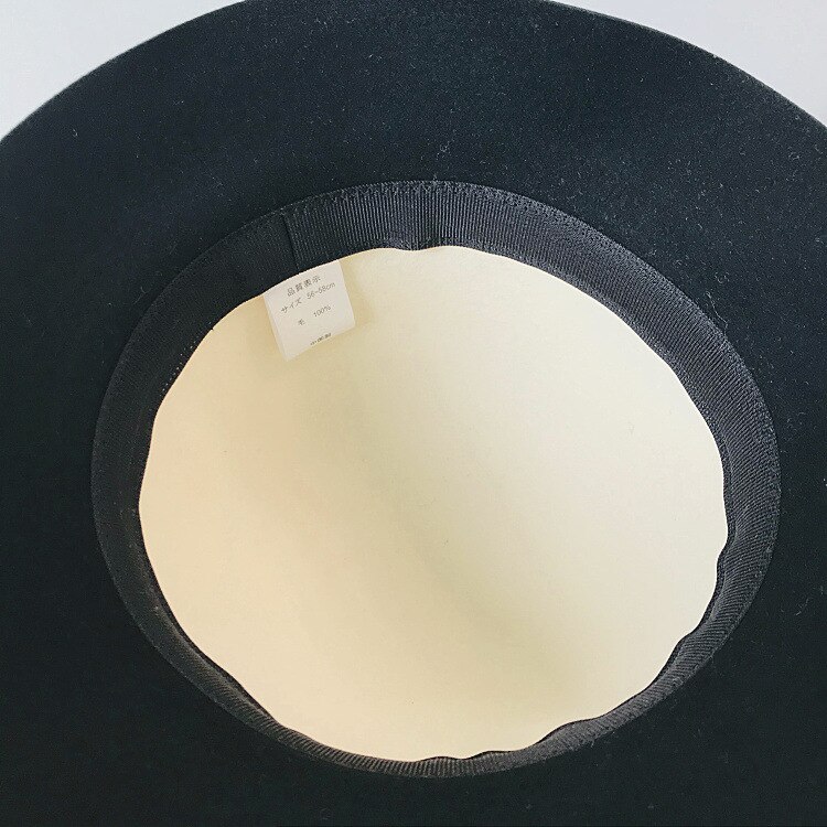 Wool Felt Black White Splicing Ladies Floppy Hats Winter Bucket Women Fedora Hat Church Derby Party Bucket Jazz Hat