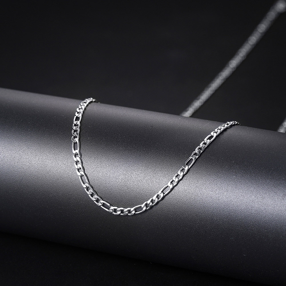 Rapper's Hip Hop 3MM Figaro Chain Necklaces For Men Women Simple Stainless Steel Chains Choker Minimalist Necklace Jewelry C025