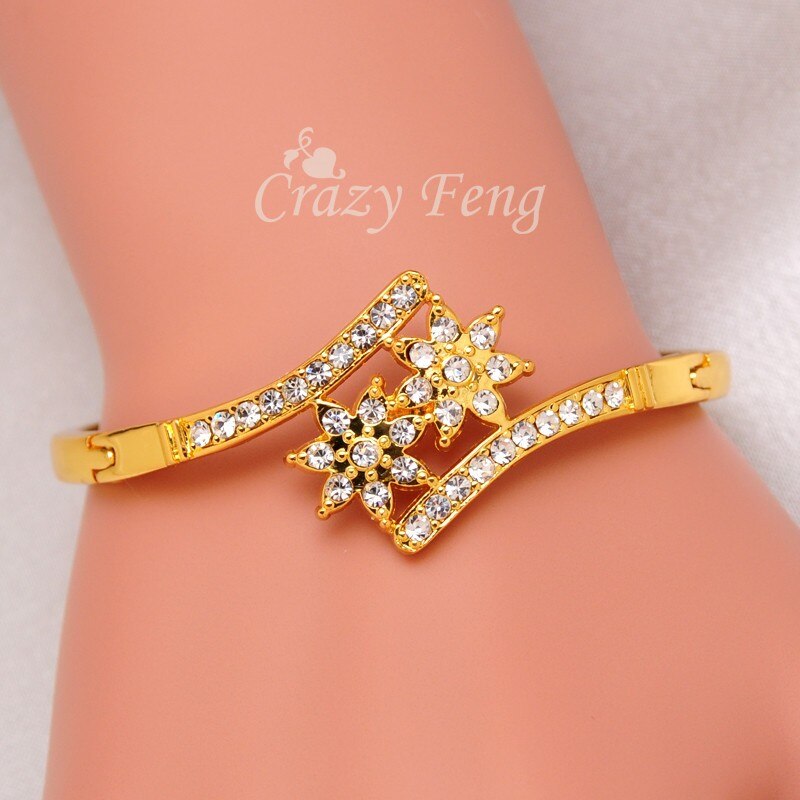 CZ Crystal Bowknot Charms Bracelets & Bangles for Women Rose Gold Color Wedding Party Bangles Jewelry pulseira feminina: 1596