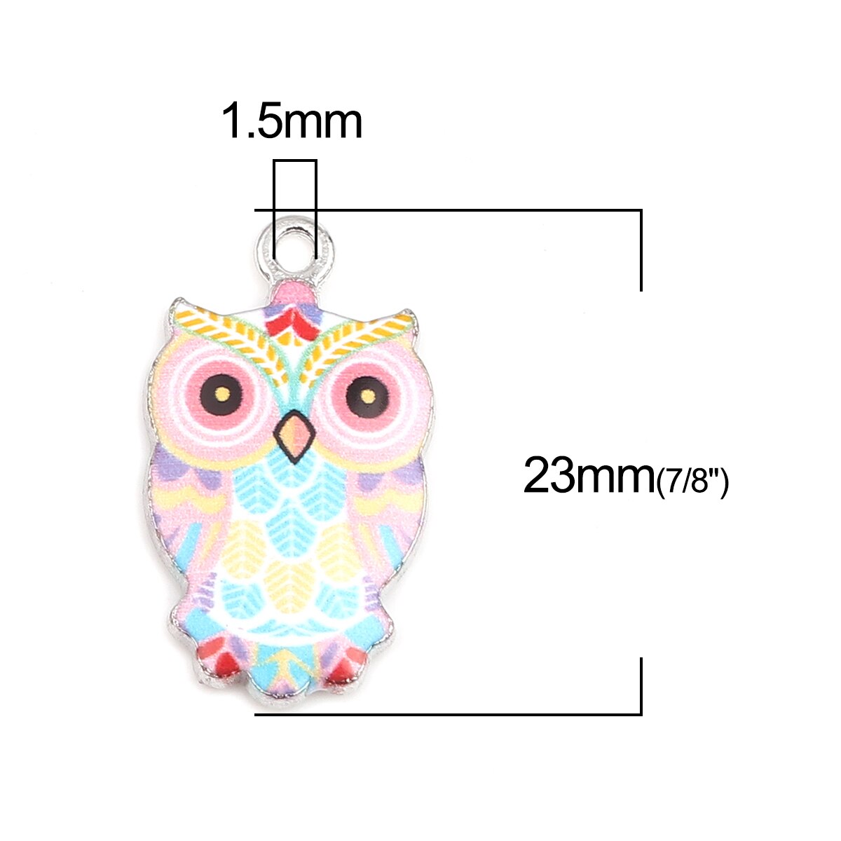 Doreenperles fabrication de bijoux pendentif en alliage Halloween breloques hibou Animal multicolore émail bricolage résultats 23mm x 13mm, 10 pièces