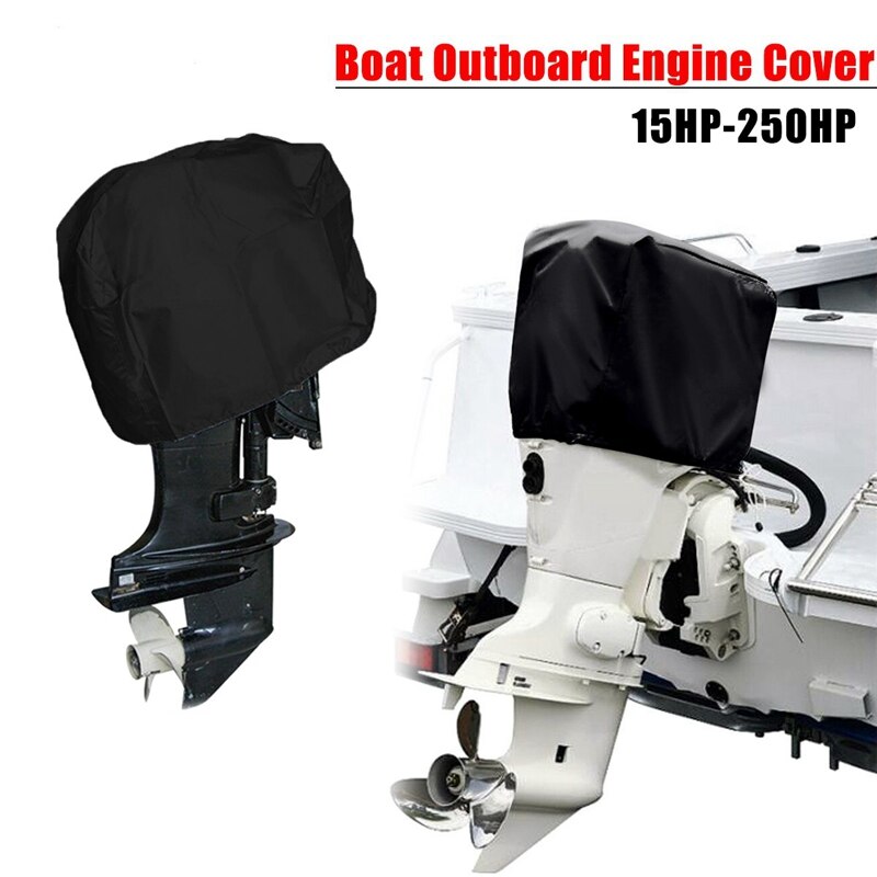 Boat Outboard Engine Cover Propeller Engine Waterproof Cover 210D Oxford Cloth Outboard Motor Protection Cover Black/Silver