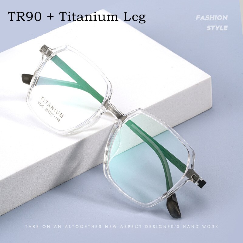YIMARUILI Transparent Retro Titanium Optical Prescription Eyeglasses Frame Ultra Light TR90 Decorative Myopia Glasses Frame 9705