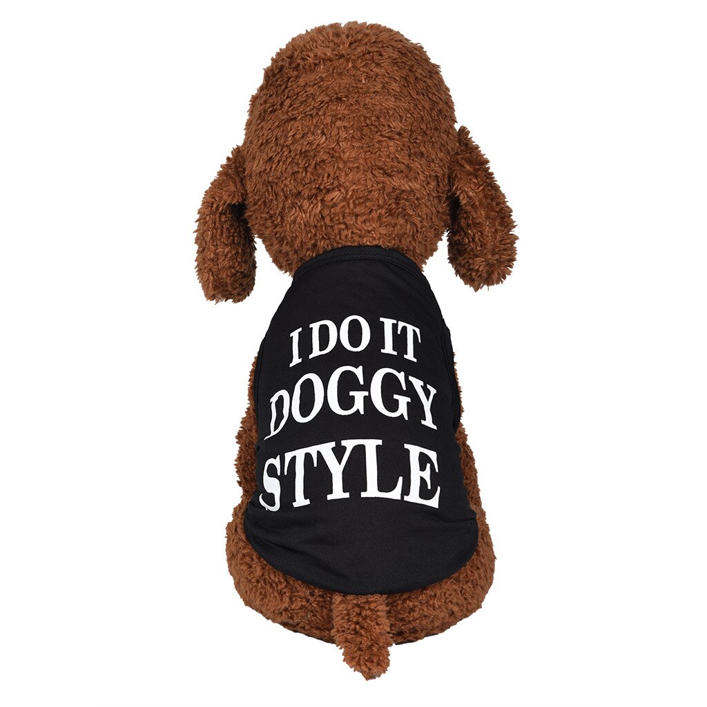Huisdier Vest Zomer Ademend Comfortabele Mode Tekst Afdrukken Hond Kat Kleding Brief Ubranka Dla Yorka # Een: XS / BLACK
