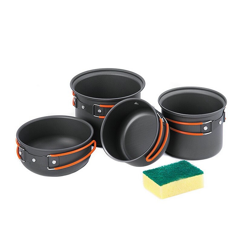 Outdoor Camping 4 In 1 Picknick Pot 2-3 Persoon Draagbare Camping Pot Set Bergbeklimmen Pot Picknick Pot Set