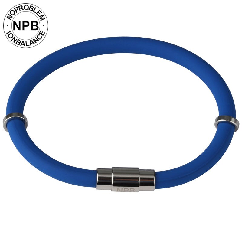 Noproblem waterproof ion balance sport power silicone wristband health tourmaline germanium bracelet: P094blue / 195mm