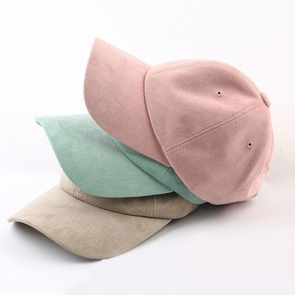 Adjustable Unisex Suede Baseball Cap Curved Brim Hat Solid Color Outdoor Sports Hat Winter Hat Cap