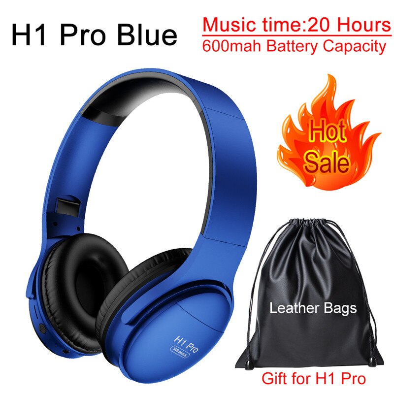 Bluetooth Hoofdtelefoon Draadloze Headset Opvouwbare Over-Ear Ruisonderdrukking Gaming Stereo Hoofdtelefoon Met Mic Voor Telefoon Pc Mp3 Muziek: H1 Pro Blue