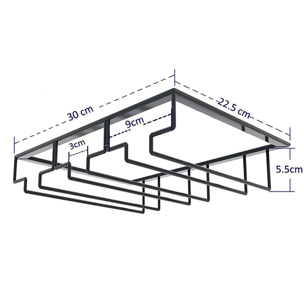 Under kabinet stilk og fod vin glas holder metal organisator til bar køkken sort hjem bar pladsbesparende hylde beslag kop rack  #102: Default Title