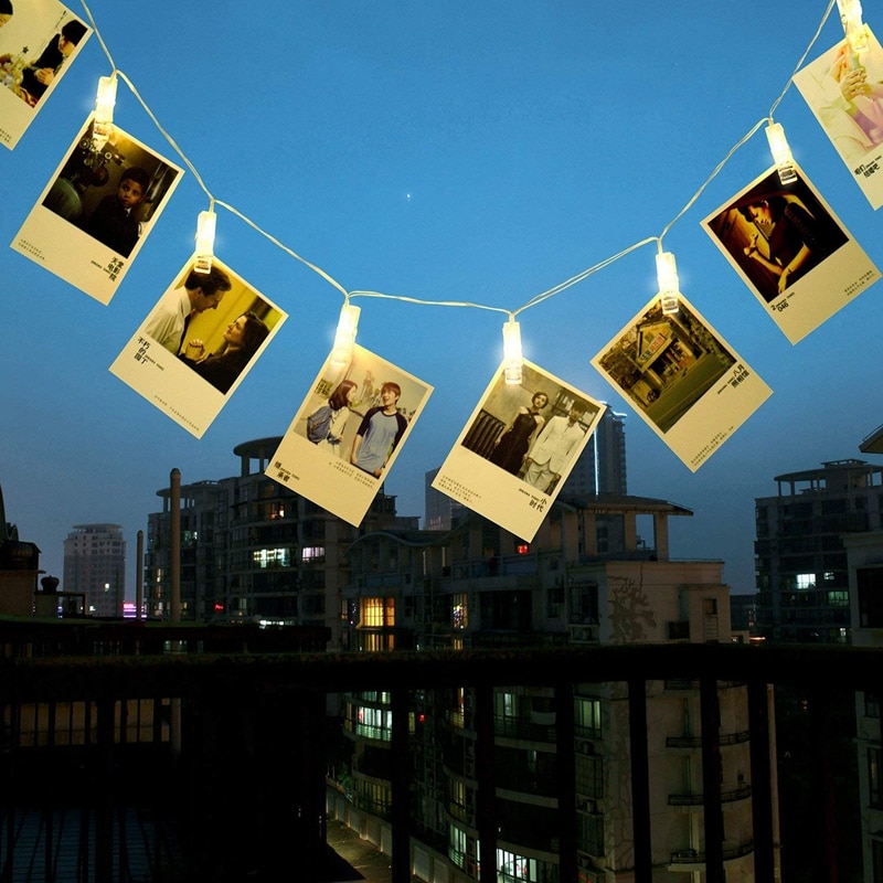 Led krans jul led string lys 5m 20 led hjerte form foto klip flasher 220v cortina de led træ bryllup dekoration