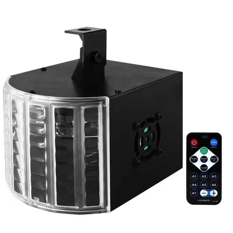 8 farger mini led scenelys dj partylys effekt for bryllup dj bar dmx lydkontroll disco lys eu/us plugg: Svart / Us plug