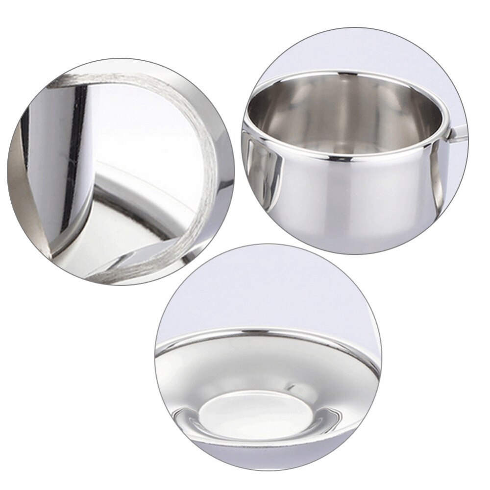 1Pcs Roestvrij Staal Koffiekopje Schotel En Lepel Set Rvs Dubbele Wand Koffiekopje Duurzaam Kopje Koffie