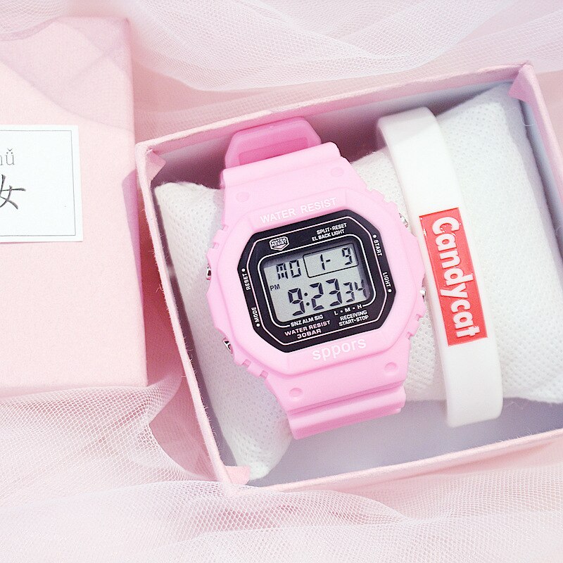 Women watches sport girl simple LED children student leisure silicone waterproof couple square lady quartz wristwatches