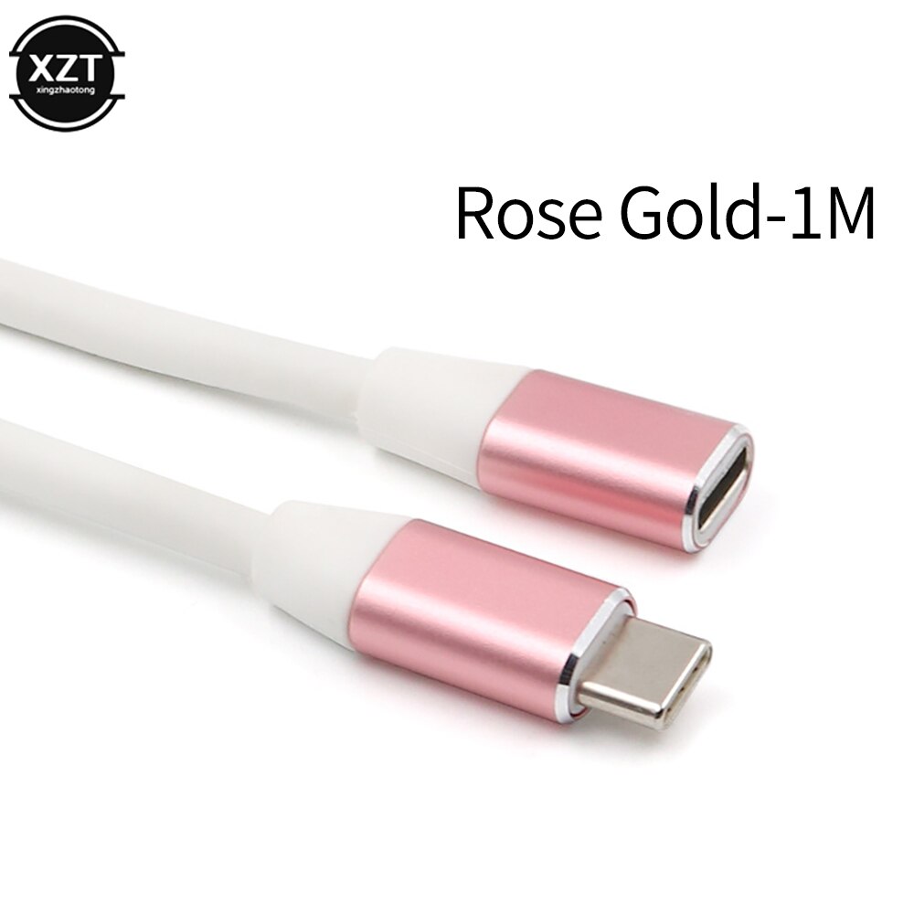 Usb C Type C Verlengkabel Man-vrouw Usb 3.1 Charge Adapter Voor Macbook Pro Telefoon Type Usb C Data Oplaadkabel 1M: Rose Gold