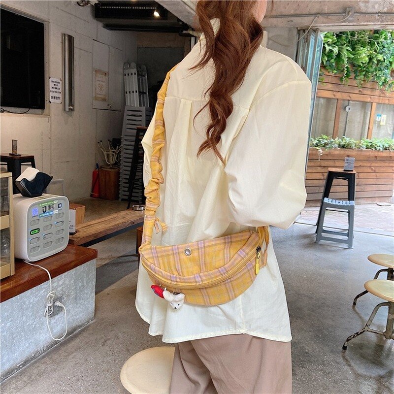 Dame midjeveske canvas crossbody-vesker for kvinner fanny pack bananbrystveske dame rosa bum belteveske reise skulderveske