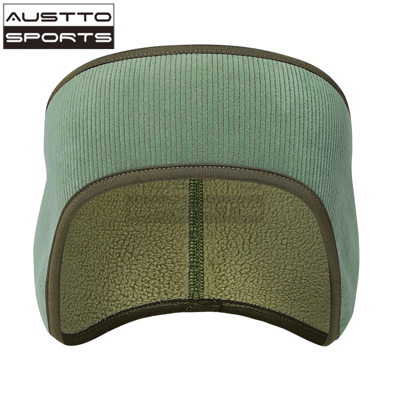 Austto Winter Fleece Ear Muffs Warmers Headband Therma Ear Band for Men & Women for Running Skiing Workout Sports: green