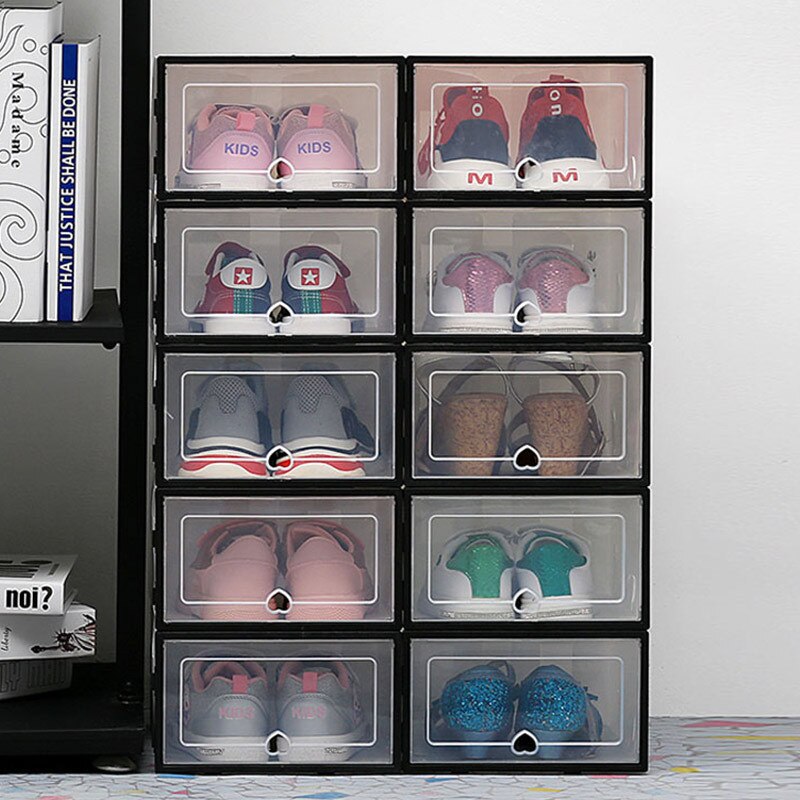 6Pcs Transparante Schoen Dozen Opslag Verdikte Stofdicht Schoenen Organizer Box Bovenop Combinatie Schoenenkast Dispaly