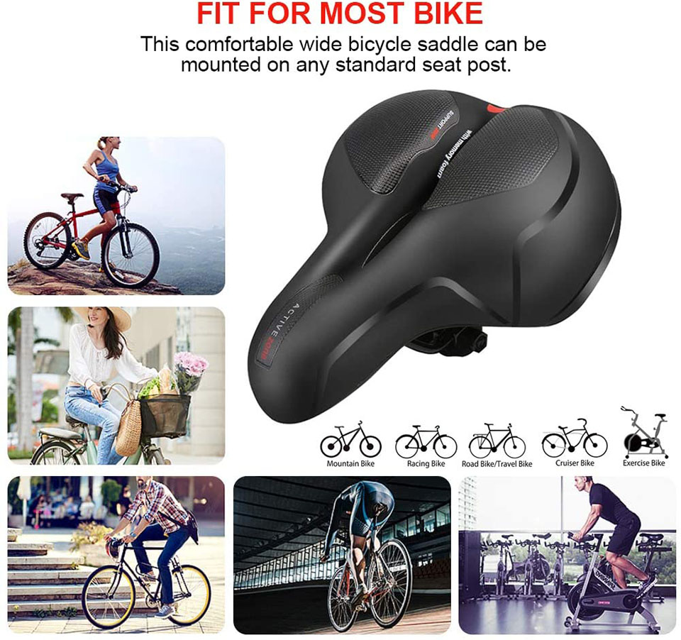 Sillín de bicicleta de GEL 3D para hombre y mujer, asiento grueso para bicicleta de montaña y carretera, hueco, transpirable, cómodo y suave